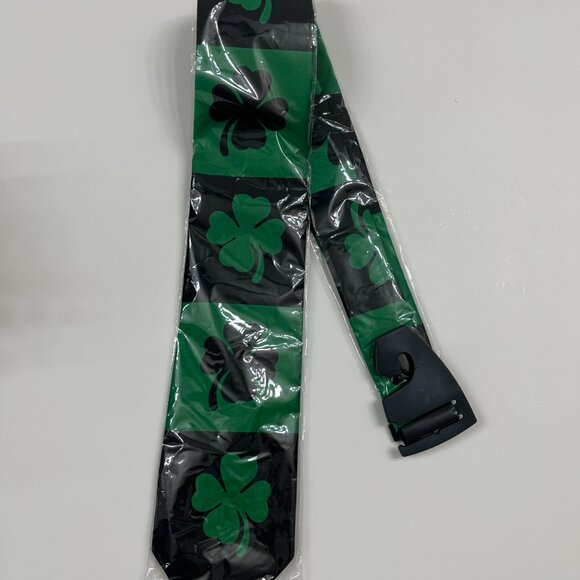 Neck Tie - Men's - Shamrock / 4 Leaf Clover - BLK / GRN - NWT - Picture 2 of 3